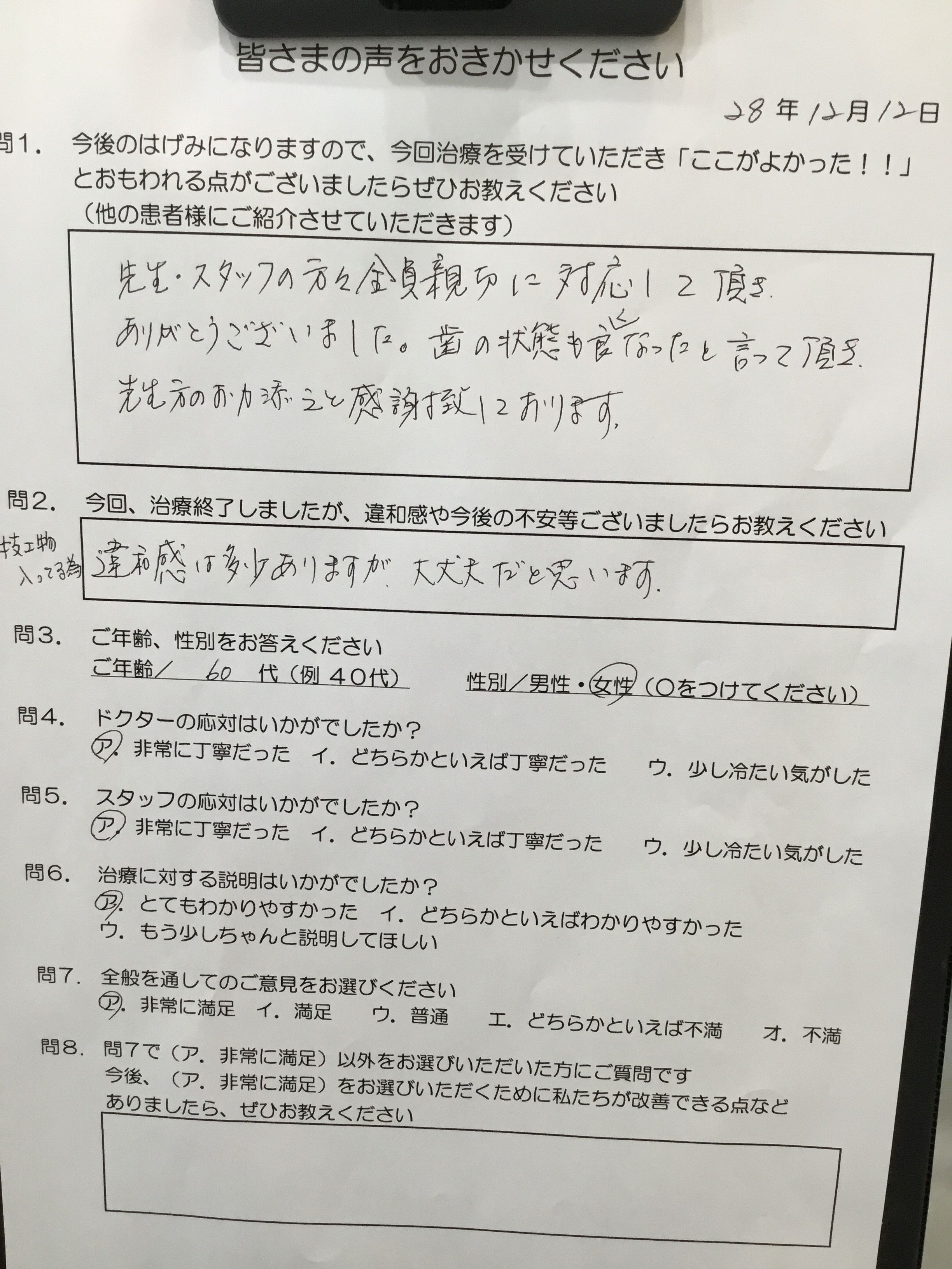 患者様の声 歯の状態