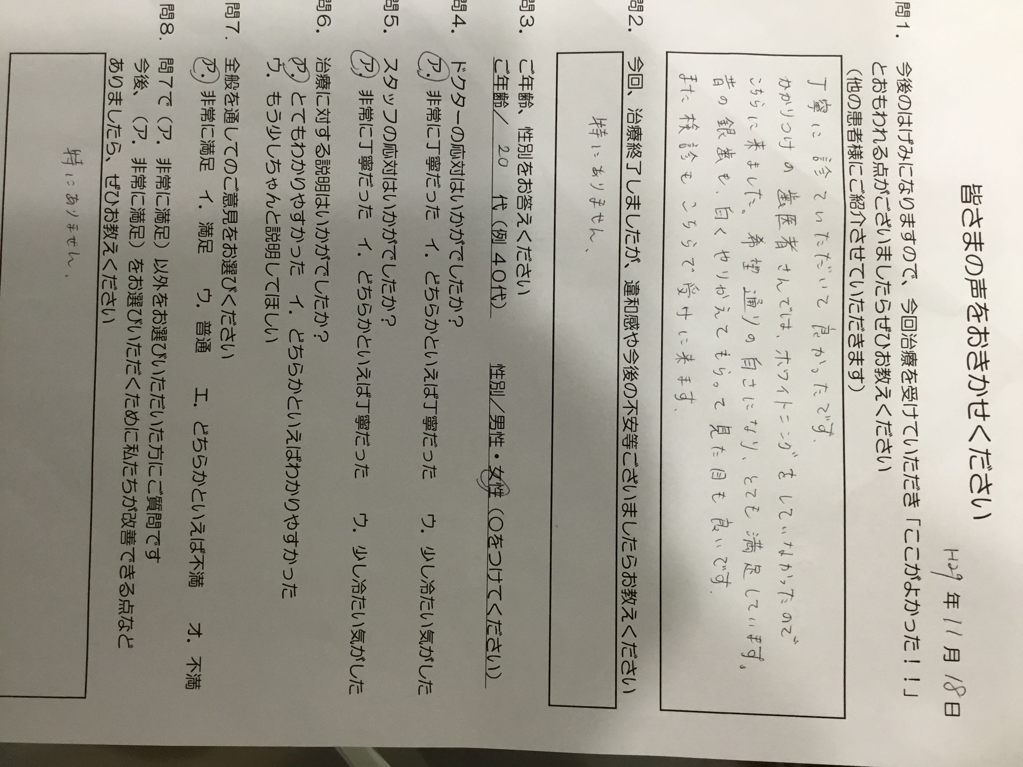 患者の声、口コミ