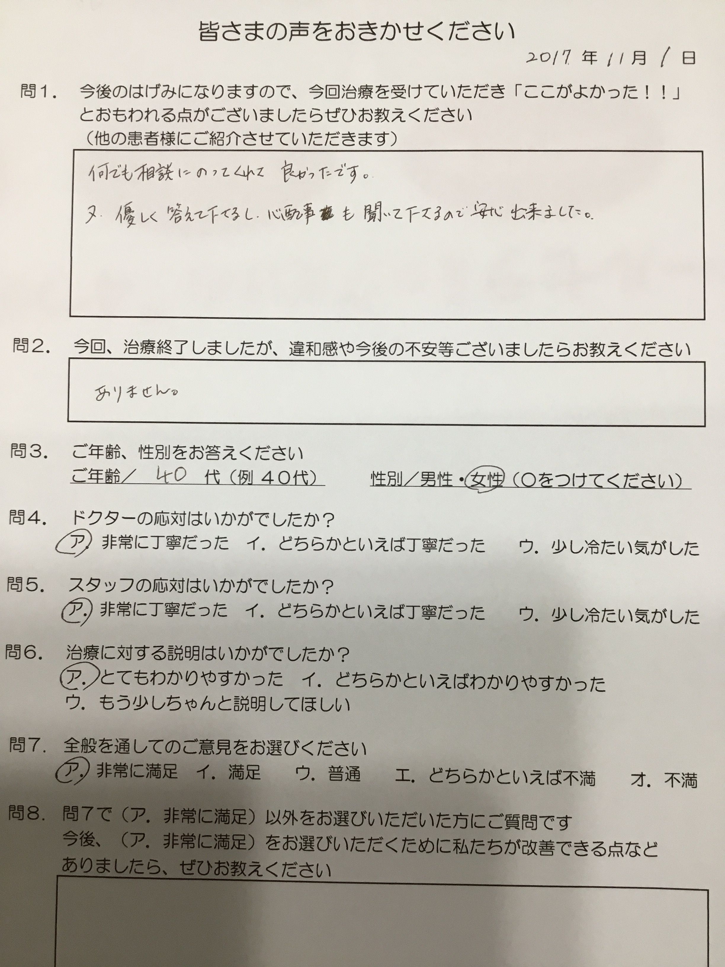 患者様の声